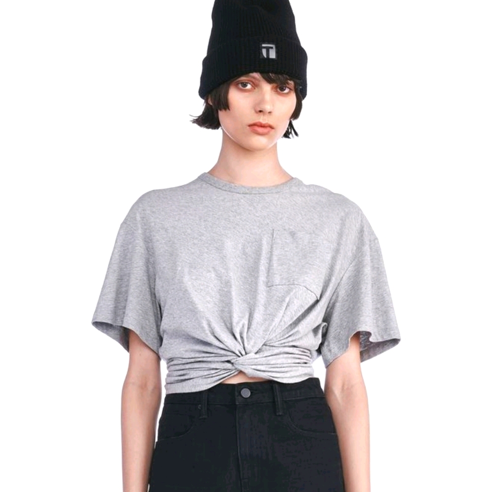 Alexander Wang Jersey Twist Front Black Tee